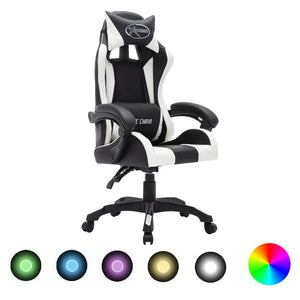 Sedia da Gaming con Luci a LED RGB Bianca e Nera in Similpelle cod mxl 6357