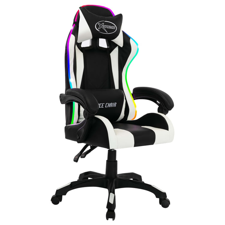 Sedia da Gaming con Luci a LED RGB Bianca e Nera in Similpelle cod mxl 6357