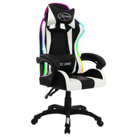 Sedia da Gaming con Luci a LED RGB Bianca e Nera in Similpelle 288001