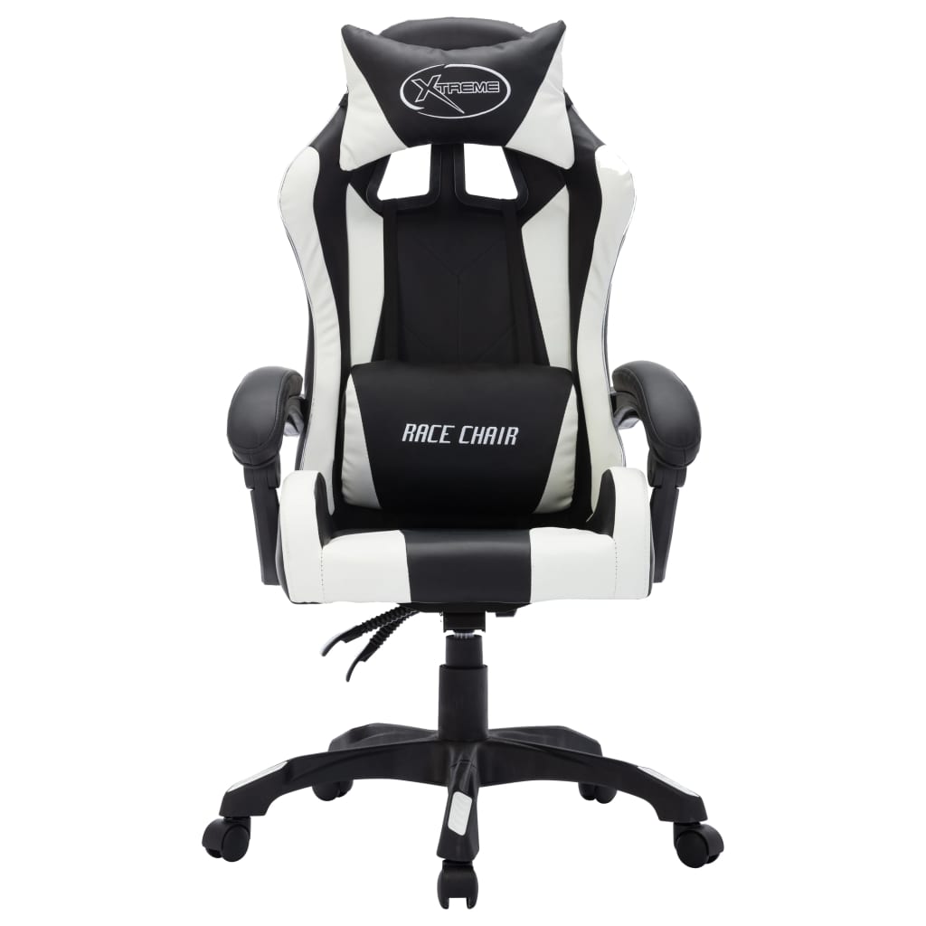 Sedia da Gaming con Luci a LED RGB Bianca e Nera in Similpelle cod mxl 6357