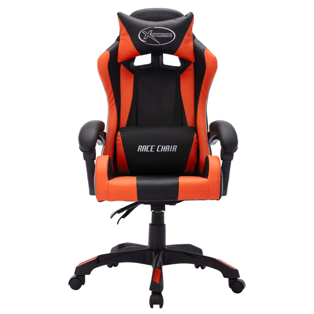 Sedia da Gaming con Luci a LED RGB Arancione e Nera Similpelle cod mxl 18158