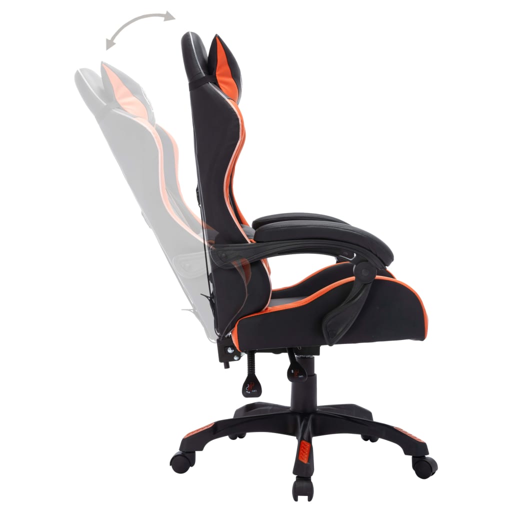 Sedia da Gaming con Luci a LED RGB Arancione e Nera Similpelle cod mxl 18158