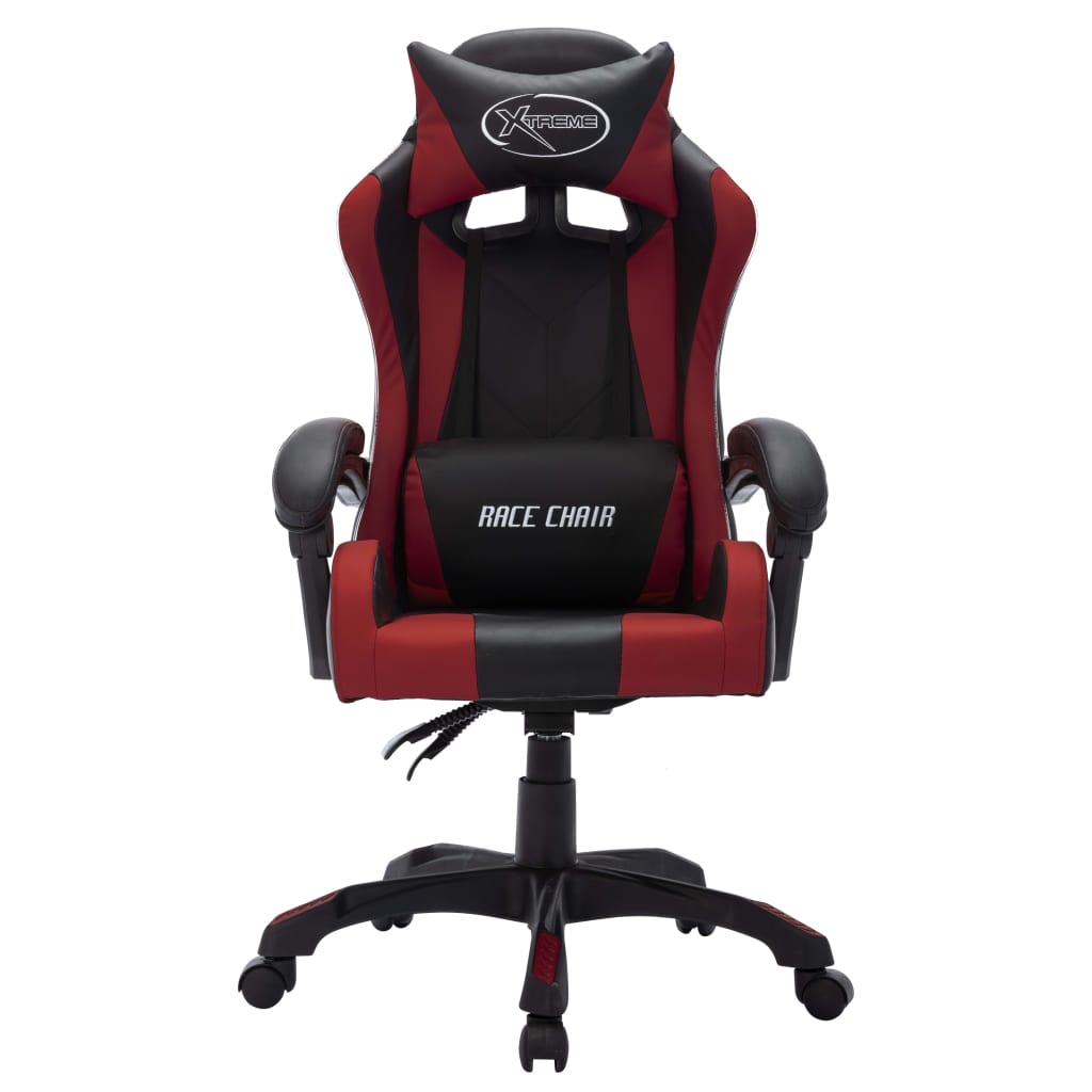 Sedia da Gaming con Luci a LED RGB Rosso Vino e Nera Similpelle 288003