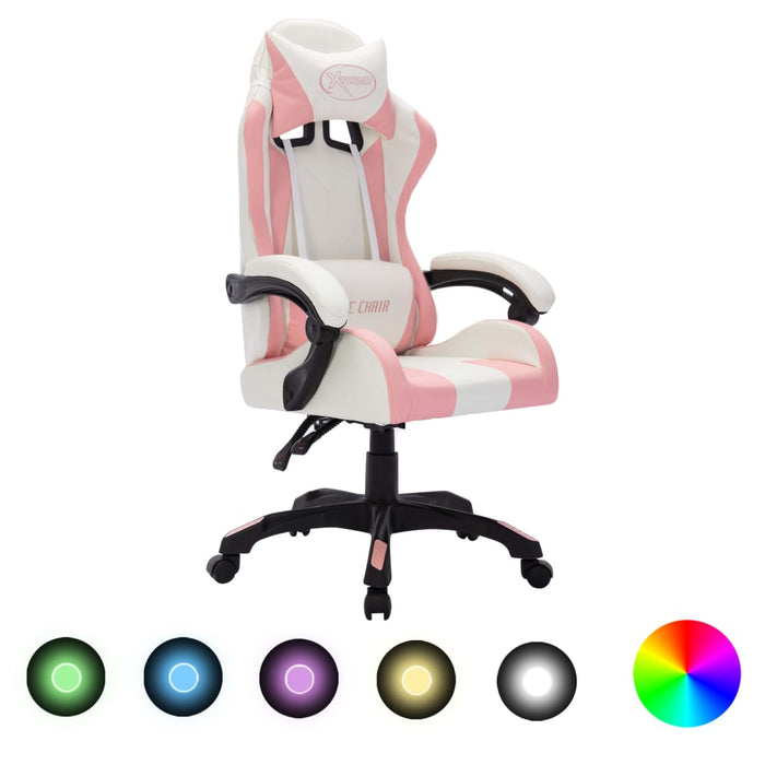 Sedia da Gaming con Luci a LED RGB Rosa e Nera in Similpelle cod mxl 25321