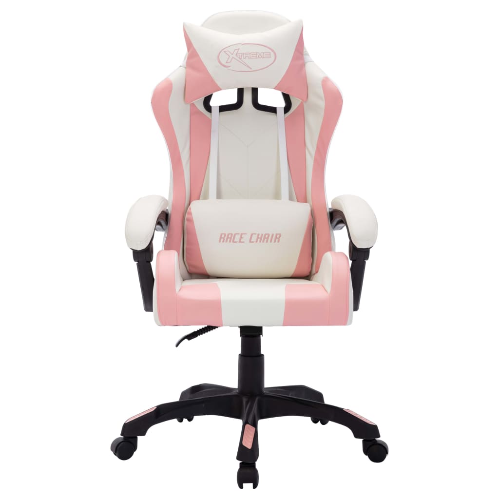 Sedia da Gaming con Luci a LED RGB Rosa e Nera in Similpelle 288004