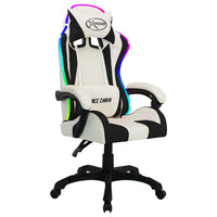 Sedia da Gaming con Luci a LED RGB Bianca e Nera in Similpelle 288005