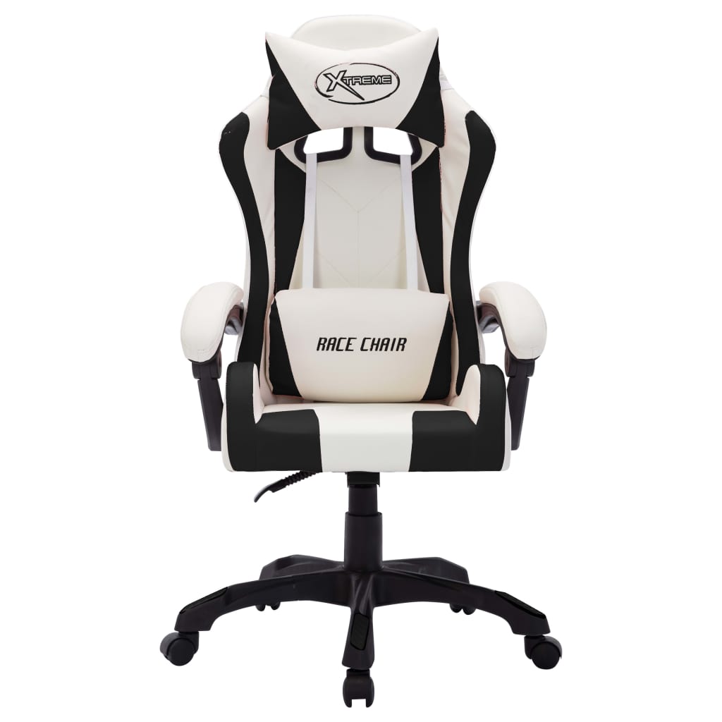 Sedia da Gaming con Luci a LED RGB Bianca e Nera in Similpelle 288005