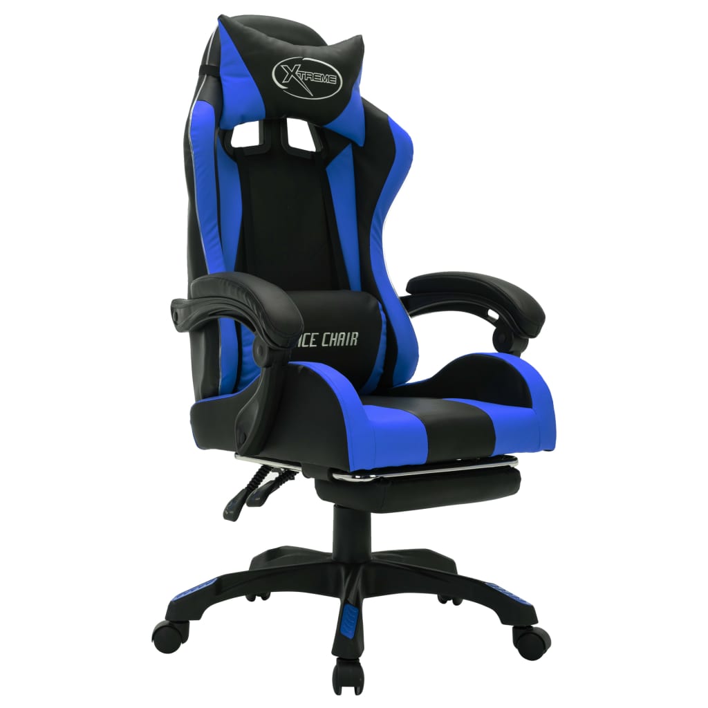 Sedia da Gaming con Luci a LED RGB Blu e Nera in Similpelle cod 11478