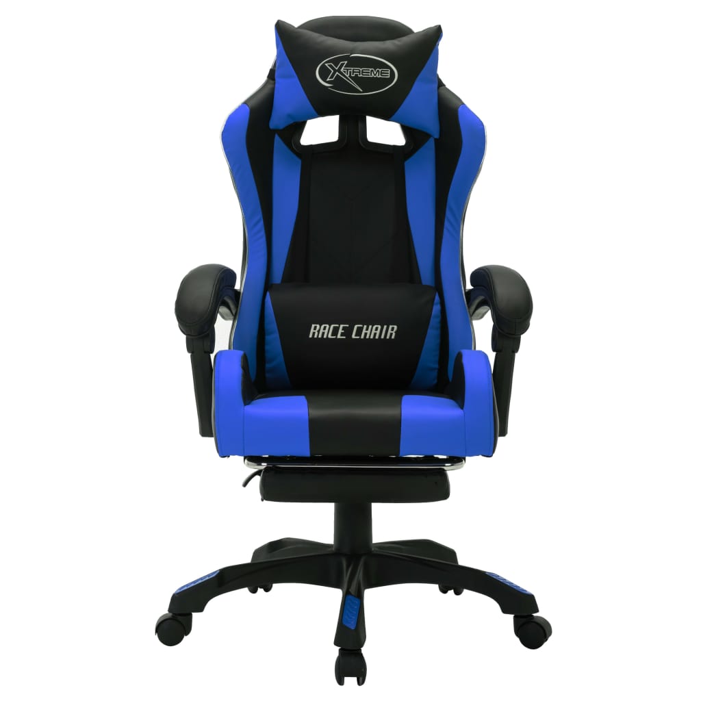 Sedia da Gaming con Luci a LED RGB Blu e Nera in Similpelle cod 11478