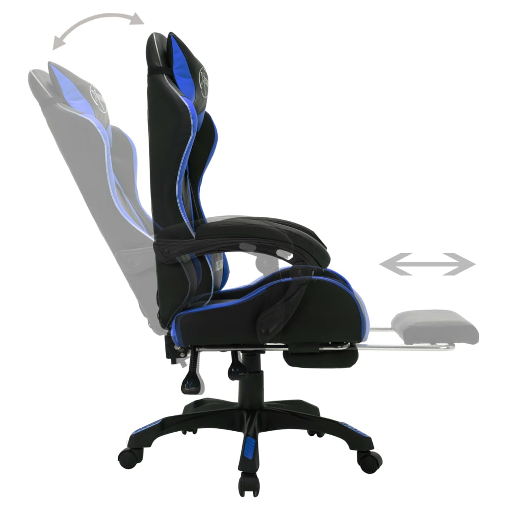 Sedia da Gaming con Luci a LED RGB Blu e Nera in Similpelle cod 11478