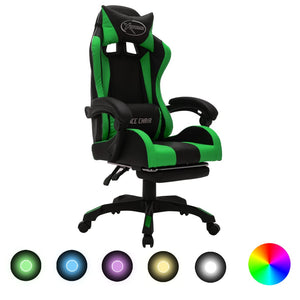 Sedia da Gaming con Luci a LED RGB Verde e Nera in Similpelle 288009