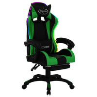 Sedia da Gaming con Luci a LED RGB Verde e Nera in Similpelle 288009