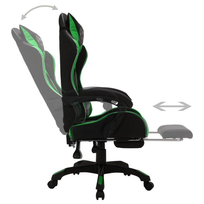 Sedia da Gaming con Luci a LED RGB Verde e Nera in Similpelle 288009