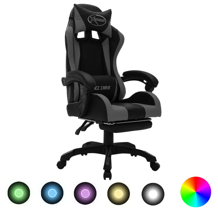 Sedia da Gaming con Luci a LED RGB Grigia e Nera in Similpellecod mxl 94902