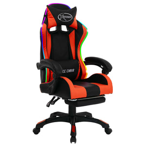 Sedia da Gaming con Luci a LED RGB Arancione e Nera Similpelle 288012