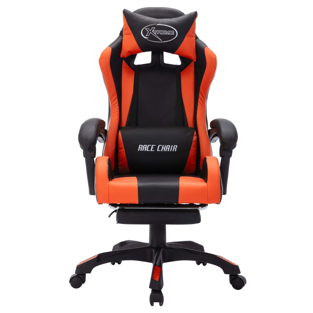 Sedia da Gaming con Luci a LED RGB Arancione e Nera Similpelle 288012