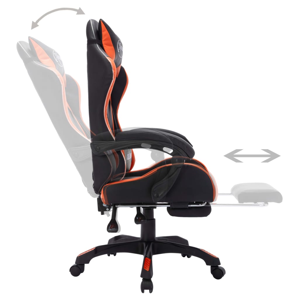 Sedia da Gaming con Luci a LED RGB Arancione e Nera Similpelle 288012