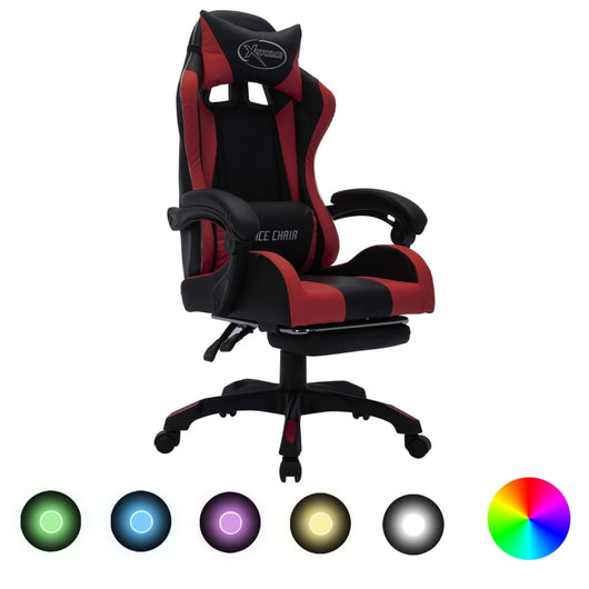 Sedia da Gaming con Luci a LED RGB Rosso Vino e Nera Similpelle 288013