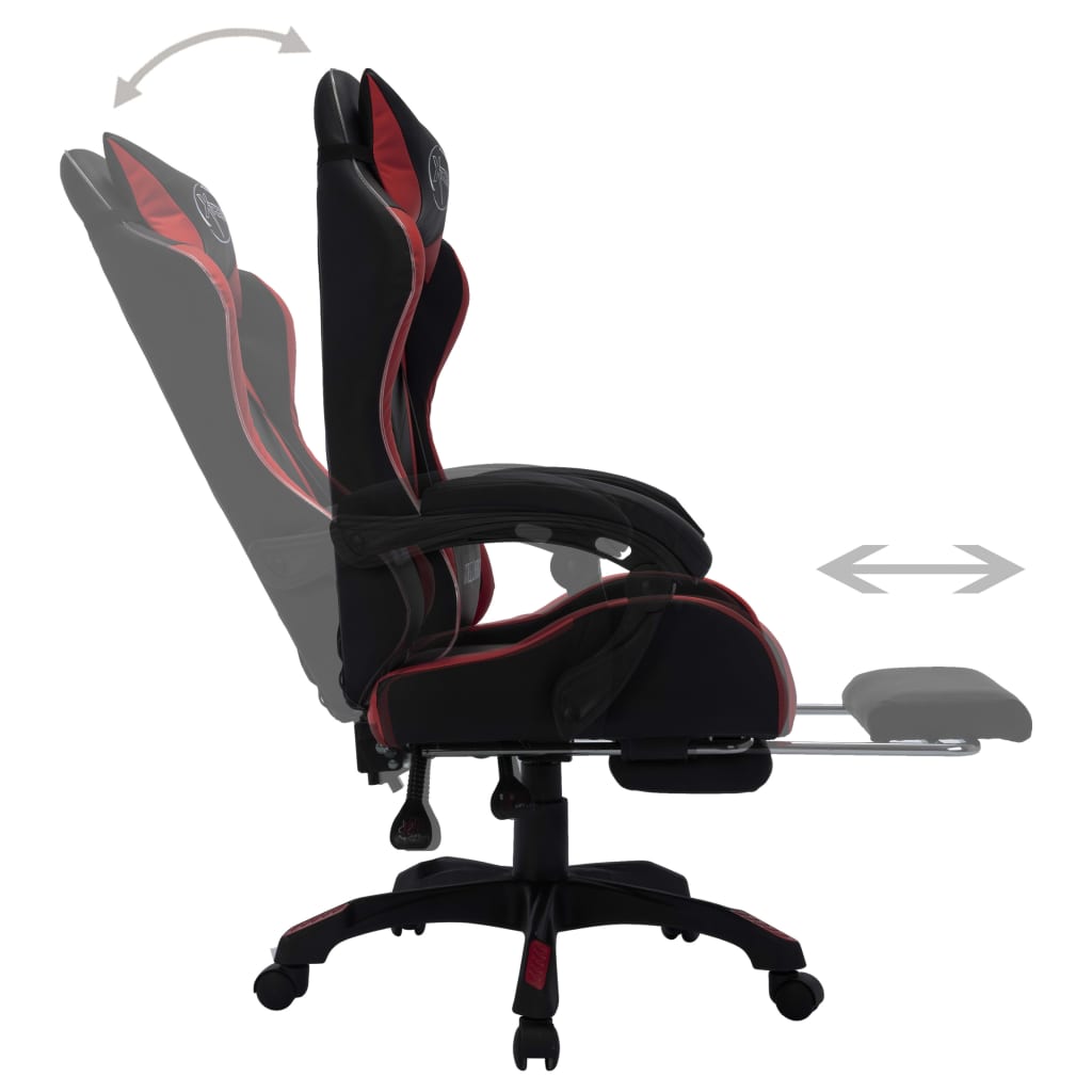 Sedia da Gaming con Luci a LED RGB Rosso Vino e Nera Similpelle 288013