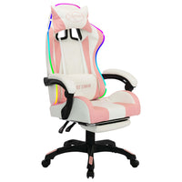 Sedia da Gaming con Luci a LED RGB Rosa e Bianca in Similpelle 288014