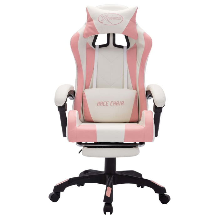 Sedia da Gaming con Luci a LED RGB Rosa e Bianca in Similpelle cod mxl 5977