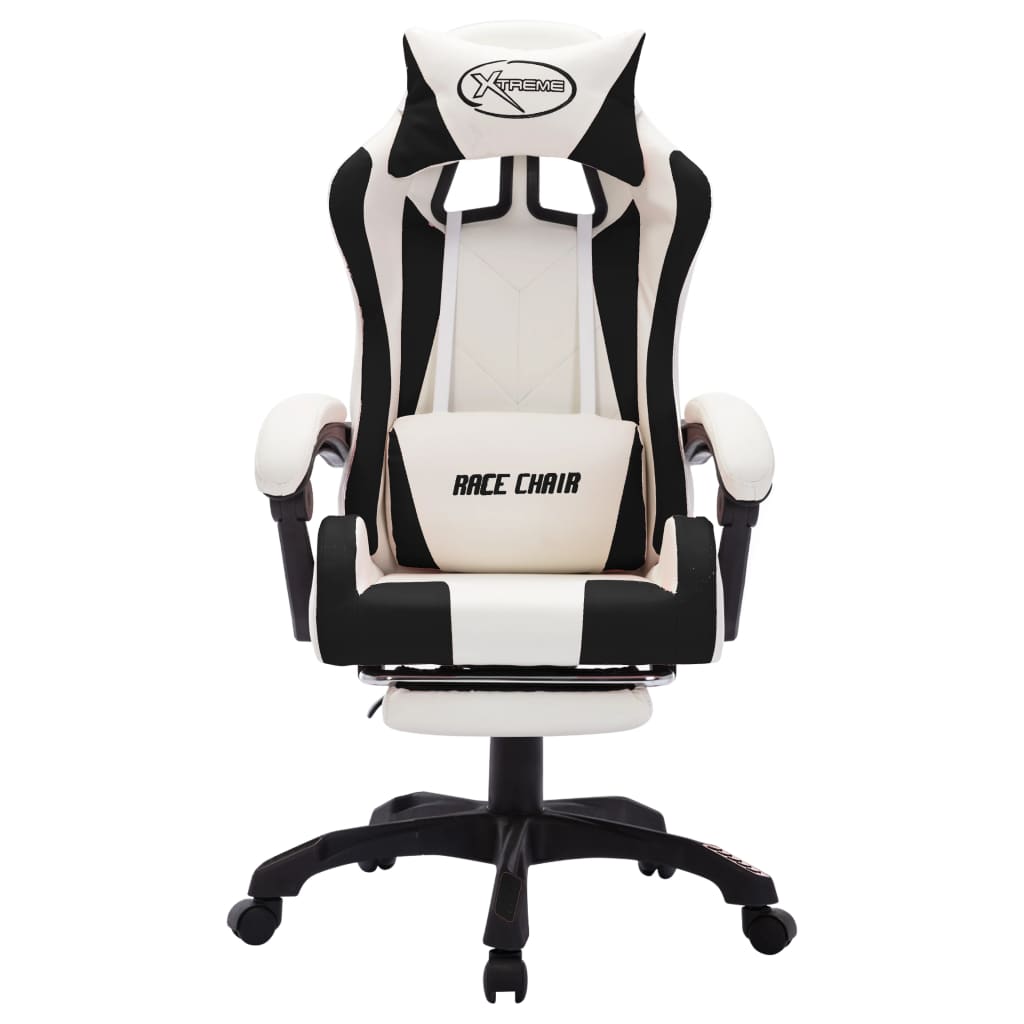 Sedia da Gaming con Luci a LED RGB Nera e Bianca in Similpelle 288015