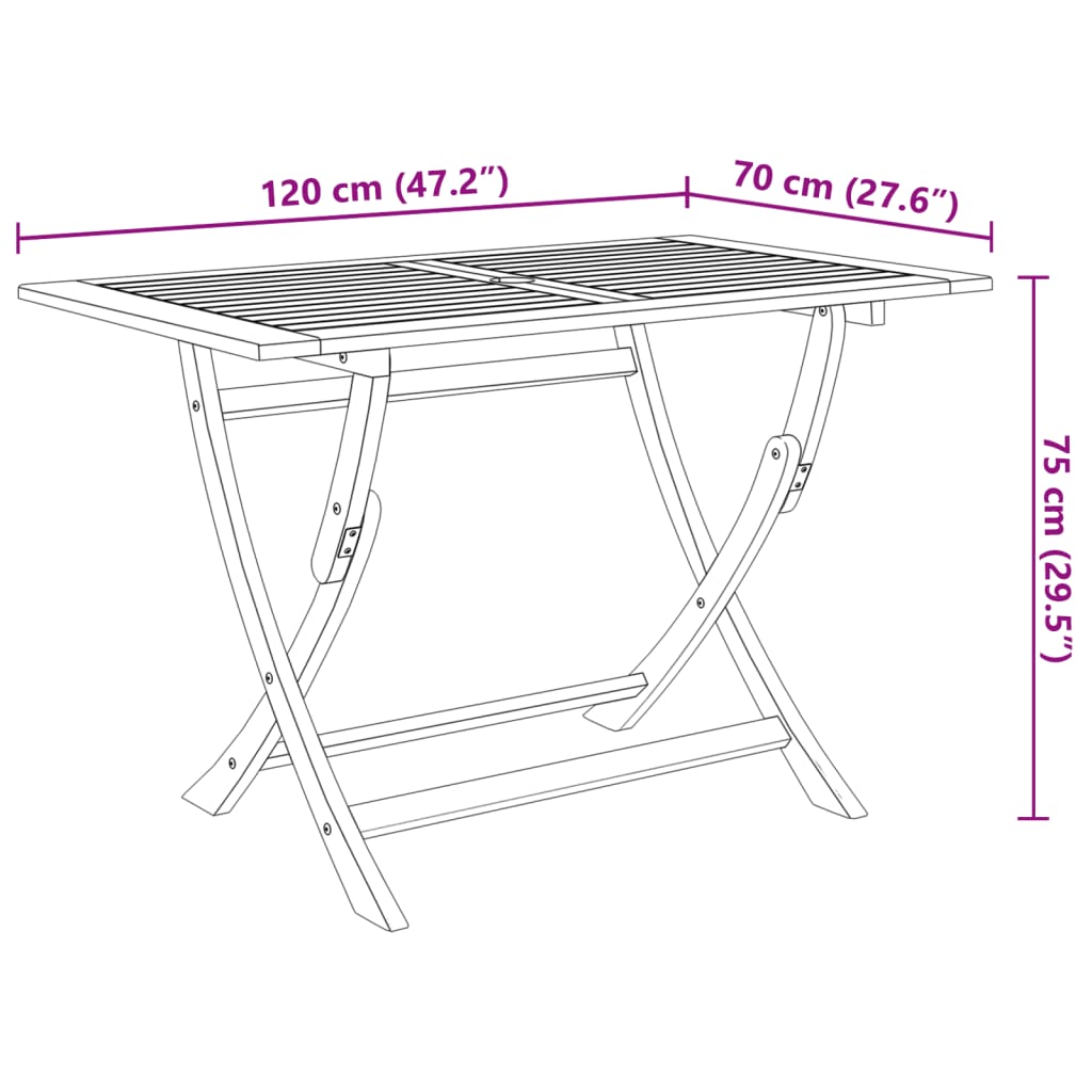 Set da Pranzo da Giardino 7 pz Pieghevole in Massello di Acacia 3060194