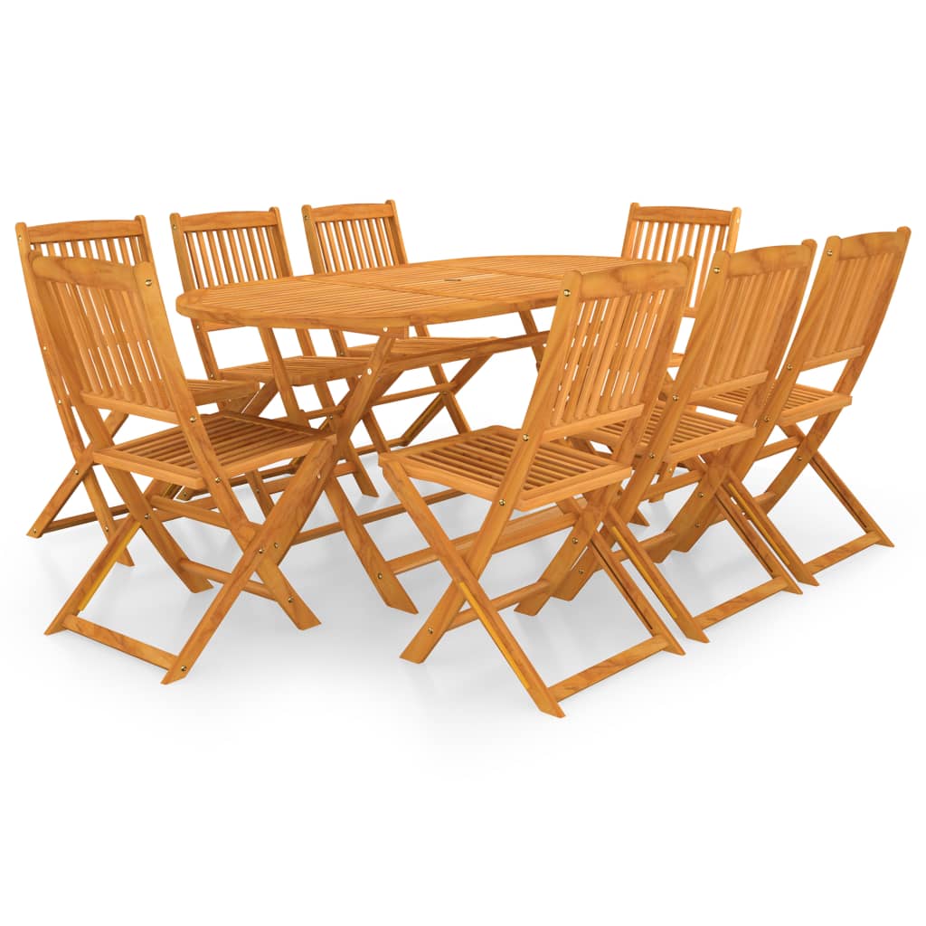 Set da Pranzo da Giardino 9 pz Pieghevole in Massello di Acacia cod mxl 43616