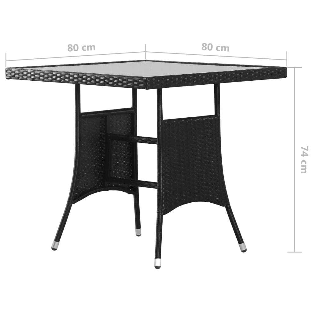 Set da Pranzo da Giardino 3 pz in Polyrattan Nero cod mxl 40622