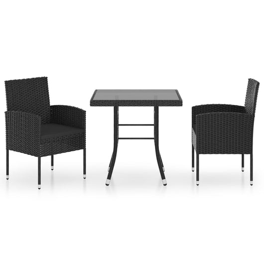 Set da Pranzo da Giardino 3 pz in Polyrattan Nero cod mxl 40614