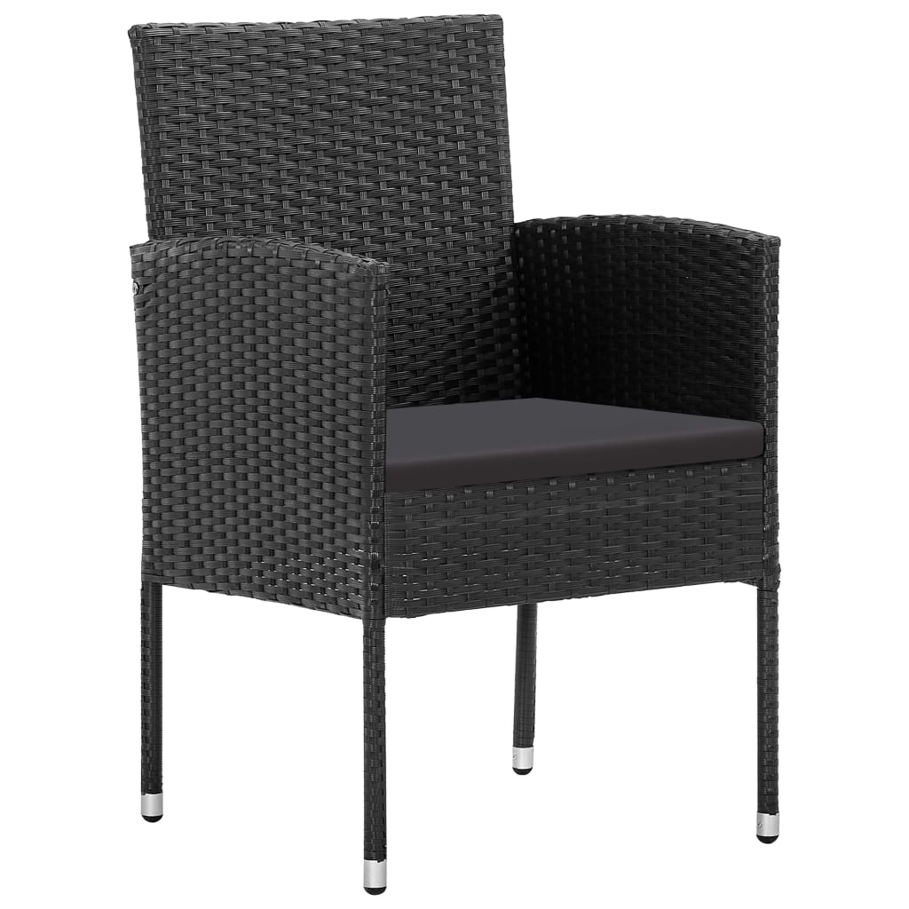 Set da Pranzo da Giardino 3 pz in Polyrattan Nero cod mxl 40614