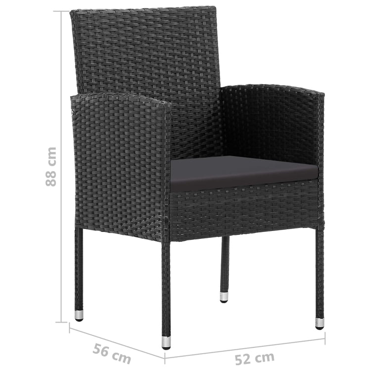 Set da Pranzo da Giardino 3 pz in Polyrattan Nero cod mxl 40614