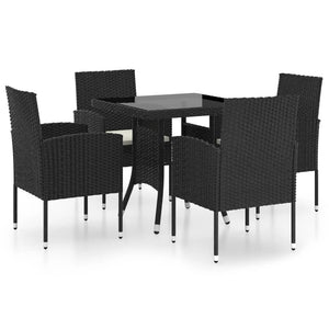 Set Mobili da Pranzo per Giardino 5 pz in Polyrattan Nero cod mxl 40618