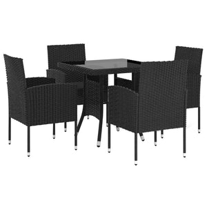 Set da Pranzo da Giardino 5 pz in Polyrattan Nero cod mxl 40617