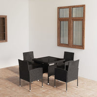 Set da Pranzo da Giardino 5 pz in Polyrattan Nero cod mxl 40617