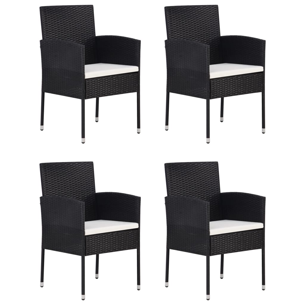 Set Mobili da Pranzo per Giardino 5 pz in Polyrattan Nero cod mxl 37969