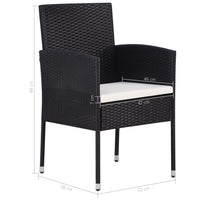 Set Mobili da Pranzo per Giardino 5 pz in Polyrattan Nero cod mxl 37969