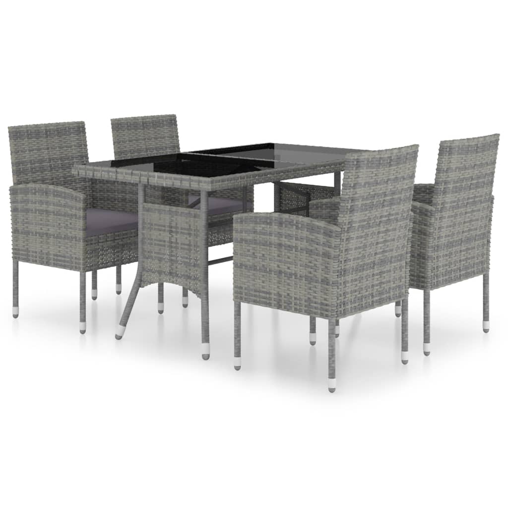 Set Mobili da Pranzo Giardino 5 pz Polyrattan Antracite Grigio cod mxl 46427