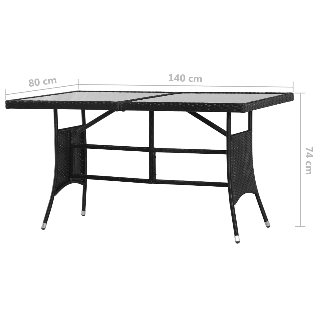 Set da Pranzo da Giardino 7 pz in Polyrattan Nero cod mxl 37963