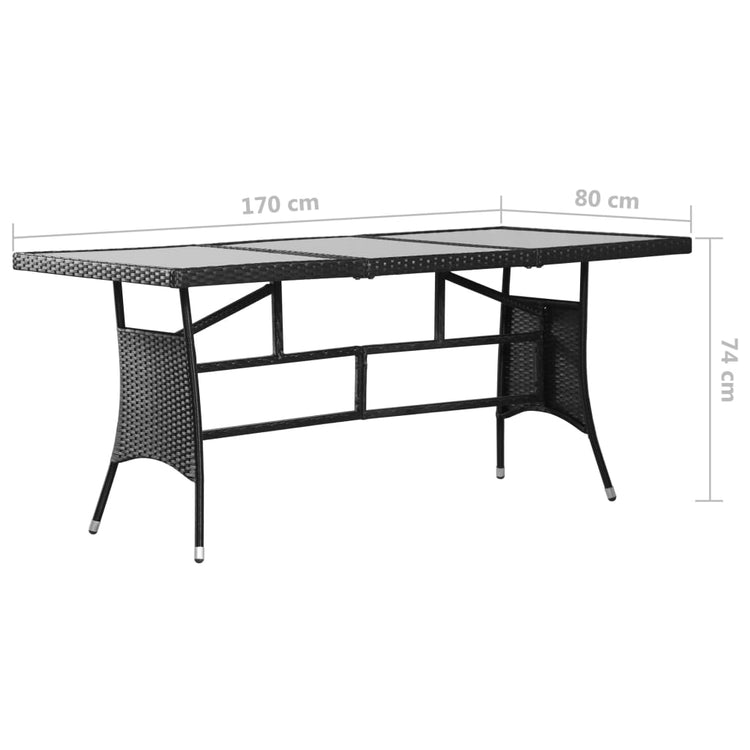 Set da Pranzo da Giardino 7 pz in Polyrattan Nero cod mxl 37954