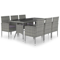 Set Mobili da Pranzo Giardino 7 pz Polyrattan Antracite Grigio cod mxl 41779