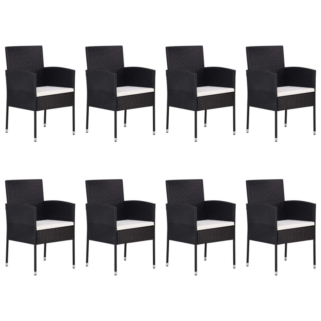 Set Mobili da Pranzo per Giardino 9 pz in Polyrattan Nero cod mxl 37957