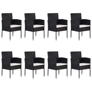 Set Mobili da Pranzo per Giardino 9 pz in Polyrattan Nero cod mxl 37957