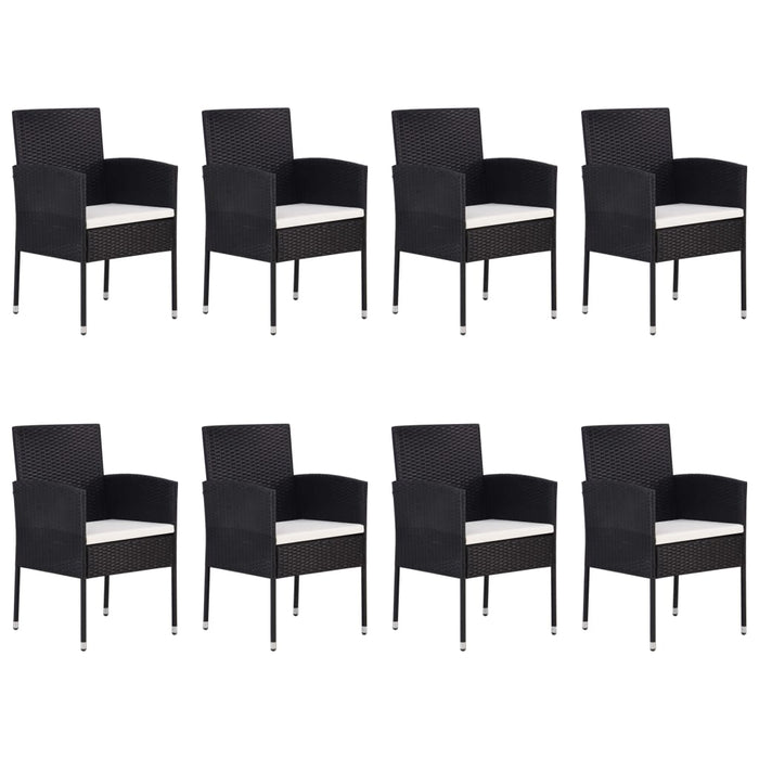 Set Mobili da Pranzo per Giardino 9 pz in Polyrattan Nero cod mxl 37957