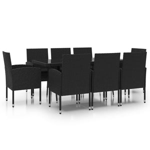 Set Mobili da Pranzo per Giardino 9 pz in Polyrattan Nero cod mxl 37972