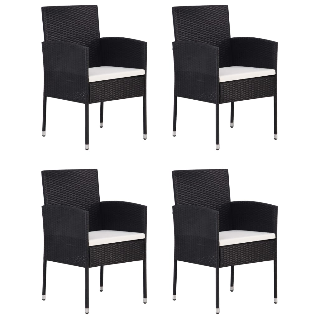 Set Mobili da Pranzo per Giardino 5 pz in Polyrattan Nero cod mxl 41480