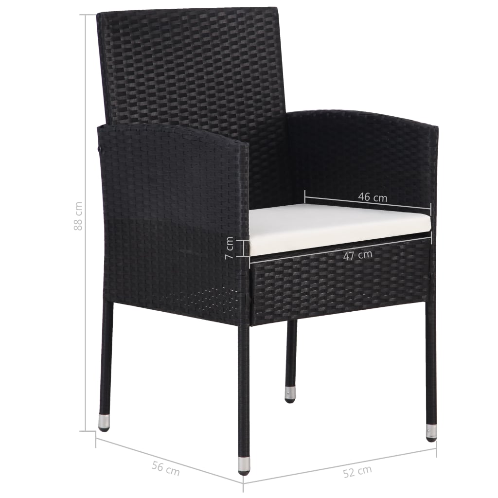 Set Mobili da Pranzo per Giardino 5 pz in Polyrattan Nero cod mxl 41480