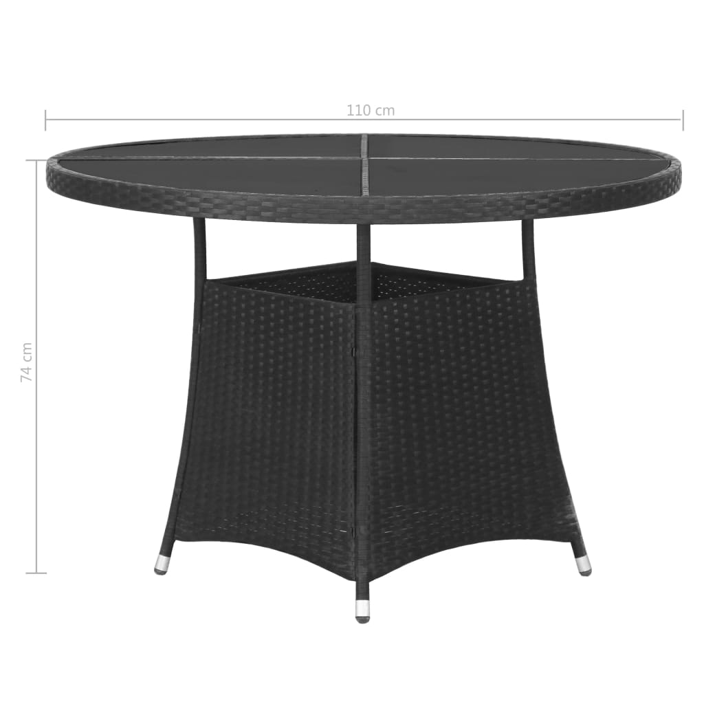 Set Mobili da Pranzo per Giardino 5 pz in Polyrattan Nero cod mxl 41480