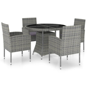 Set Mobili da Pranzo Giardino 5 pz Polyrattan Antracite Grigio cod mxl 37958