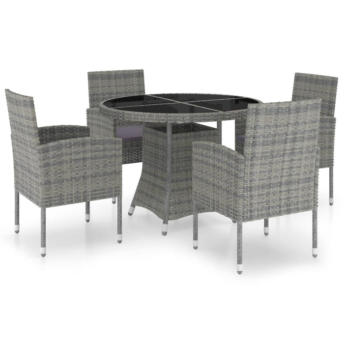 Set Mobili da Pranzo Giardino 5 pz Polyrattan Antracite Grigio 3059430